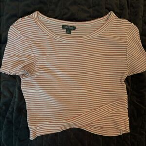 Wild Fable Pink and White Striped Crop Top